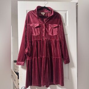 Umgee Burgundy Velvet Dress
